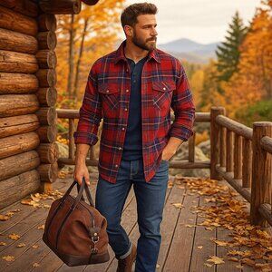 ❤️ Elkmont Red Plaid Flannel Shirt Jacket | Mountain Luxe Americana Style ❤️